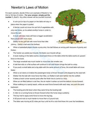 Understand Newton's Laws of Motion Worksheet