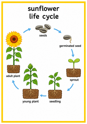 Sunflower Life Cycle — Printable Grade 3 Science Worksheet