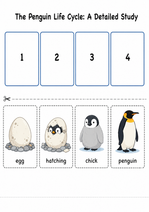 Penguin Life Cycle Worksheet — Grade 2-5 Essential