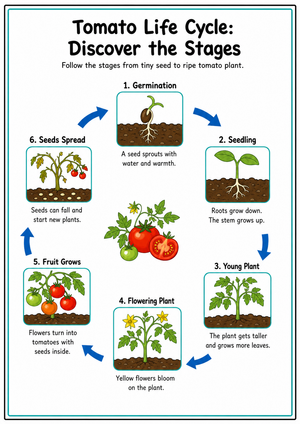 Printable Tomato Life Cycle Worksheet | Grade 3 Science