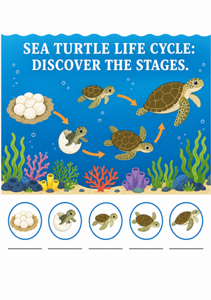 Grade 3 Sea Turtle Life Cycle — Printable No-Prep Worksheet