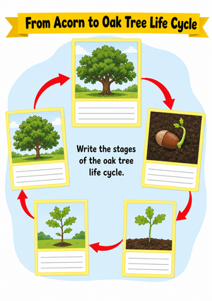 Oak Tree Life Cycle Worksheet (3 Levels) | Grade 3 Ready