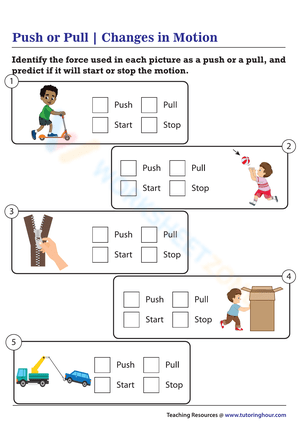 Push and Pull Changes in Motion Worksheet