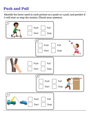 Push and Pull Changes in Motion Worksheet