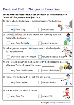 Push and Pull Changes in Direction Worksheet