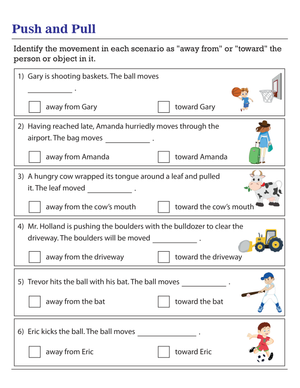 Push and Pull Changes in Direction Worksheet