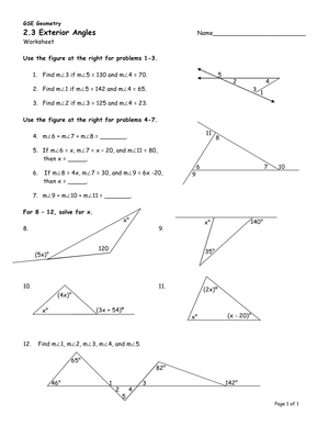 Practice Calculating Exterior Angles with this Worksheet