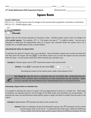 Practice with Square Roots Worksheet