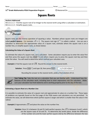 Practice with Square Roots Worksheet