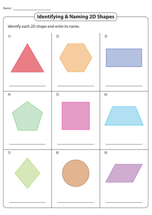 Identifying and Naming 2D Shapes Worksheet