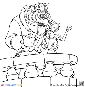 Belle and the Beast Coloring Page | Printable Worksheet