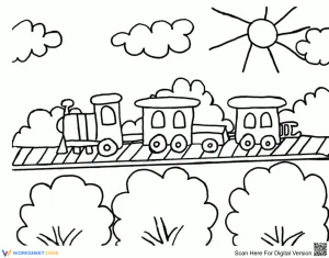Train Coloring Page for Kids – Fun Outdoor Scene