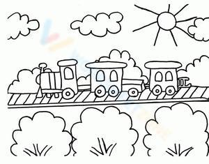 Train Coloring Page for Kids – Fun Outdoor Scene