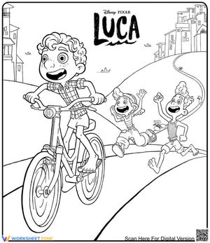 Luca Playing with Friends Printable Coloring Page