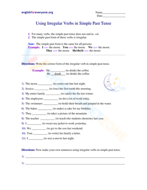 Using Irregular Verbs in Simple Past Tense