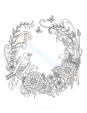Bird Flower Wreath