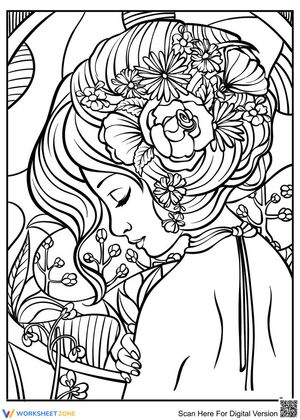 Girl with Flower Illustration