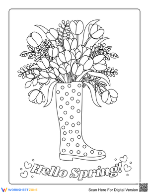 Spotted Rain Boots with Flowers | Essential Coloring Page