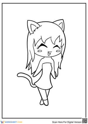 Girl in cat-themed outfit