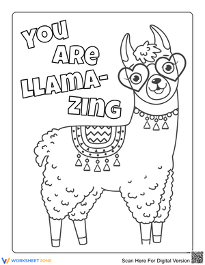 Llama Coloring Worksheet | Printable Grade K-2 Art
