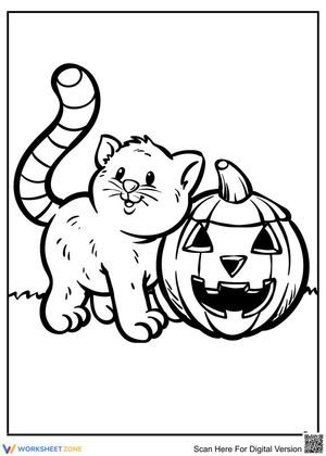 Halloween kitty with a pumpkin