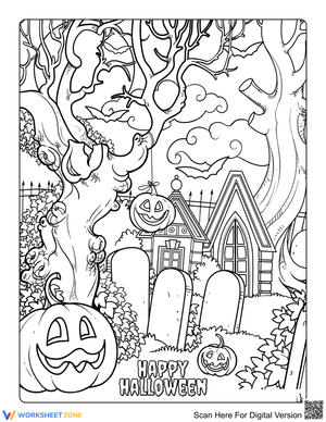 Carved pumpkins hanging in graveyard