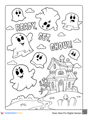 Haunted house with ghosts