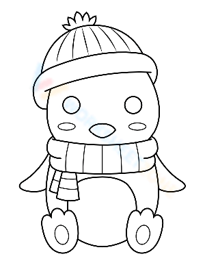 Cute Penguin Coloring Page for Kids