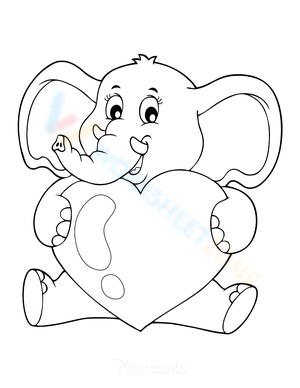 Cute elephant holding heart