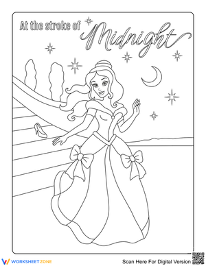 Glass Slipper Midnight Printable Coloring Page