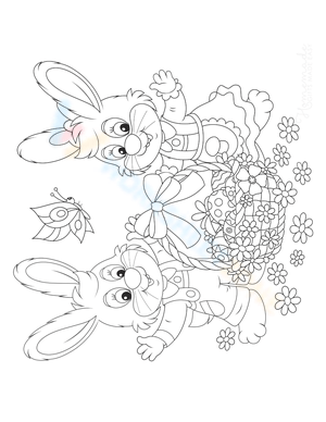 Bunnies Eggs Flowers