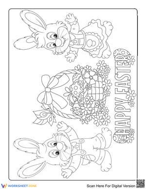 Easter Bunnies & Eggs Coloring Page | Essential Printable