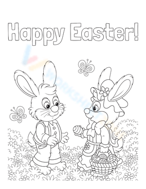 Easter Bunnies in Garden