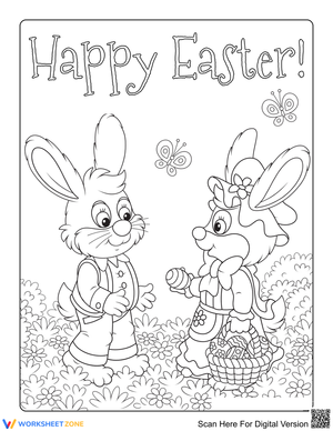 Easter Bunnies in Garden