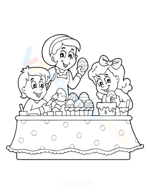Children Decorating Easter Eggs