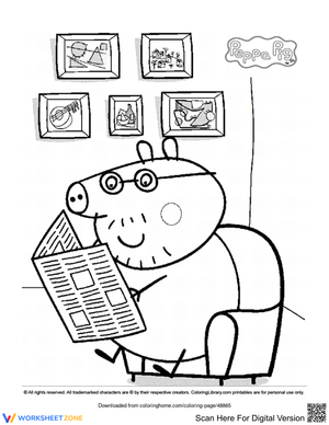 Daddy Pig reading the newspaper