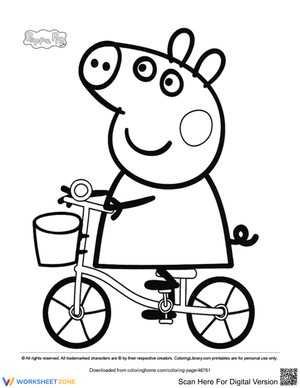 Peppa Riding a Bike Coloring Page | Essential Printable