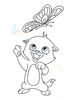 Cat playing with butterfly