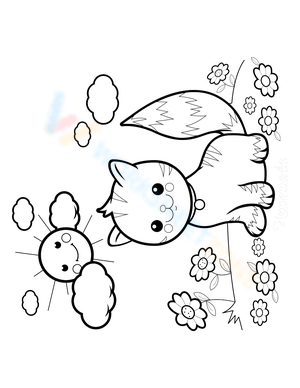 Cat in flower garden