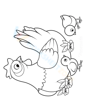 Mother Hen and Chicks with flowers