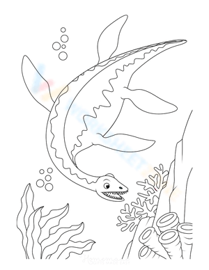Plesiosaurus Swimming Underwater