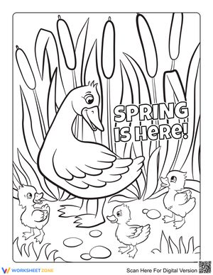 Mother Duck with Ducklings Printable Coloring Page