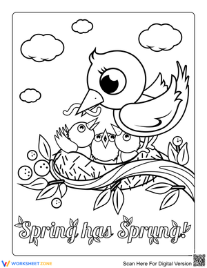 Mother Bird Feeding Chicks | Printable Coloring Page