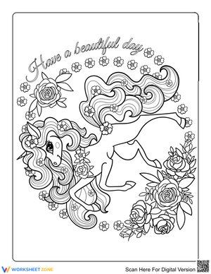 Unicorn with Roses Illustration