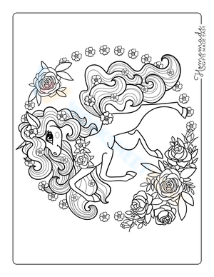Unicorn with Roses Illustration