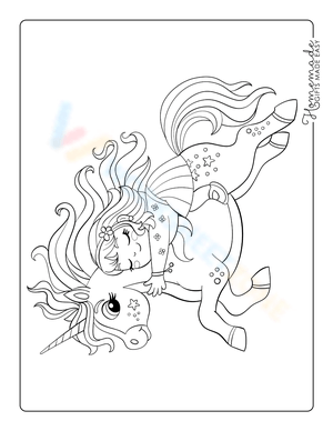 Girl Riding Unicorn Illustration