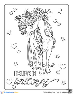 Printable Unicorn Flower Headdress Coloring Page