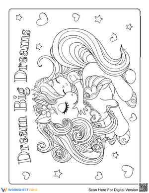 Girl Hugging Unicorn Coloring Page | Essential K-2