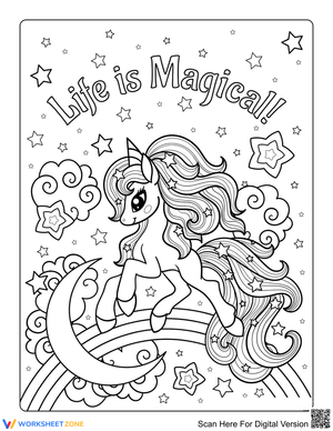 Unicorn in Rainbow Stars Illustration