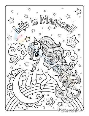 Unicorn in Rainbow Stars Illustration